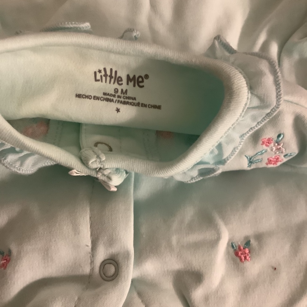 Little Me 9 Month One piece pale green/pink onesie NWT - Picture 4 of 7